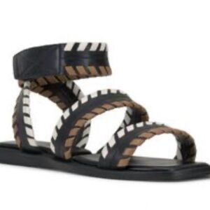 Vince Camuto Black and Tan Braided Sandals